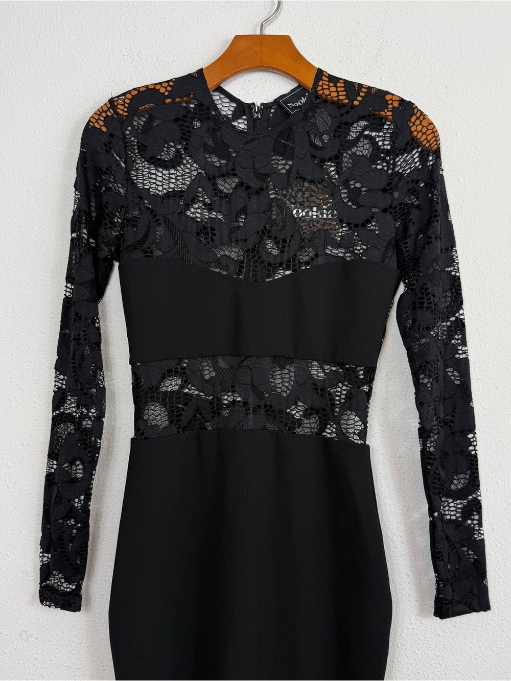 Nookie Black Empress Lace Long Sleeve Midi Dress Sz Medium NWT - Picture 2 of 8
